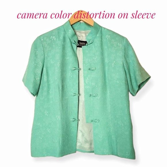 Vtg Lee Baron Jacquard Silk Cheongsam Qipao Bespoke Short Sleeve Skirt Set - Picture 12 of 12